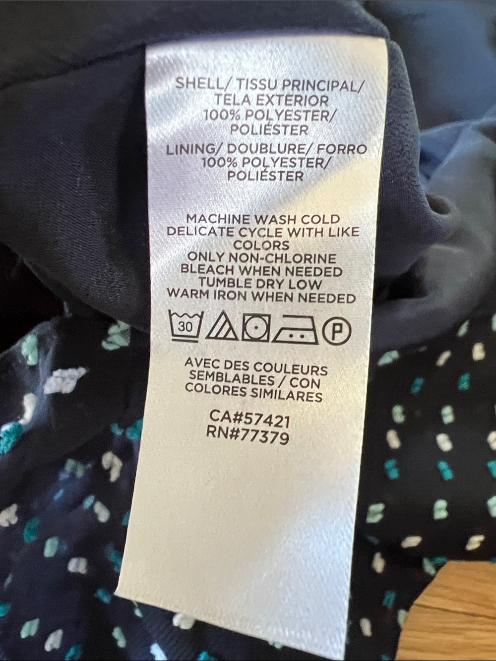 Loft Outlet Navy Blue, Sleeveless Midi Dress, White/Teal Clip Dot, Lined, Sz 12 - Picture 9 of 9